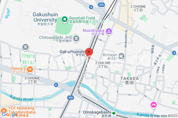 学習院下メンズエステの地図です。map of Gakushūin-shita station where spa and massage salons are located