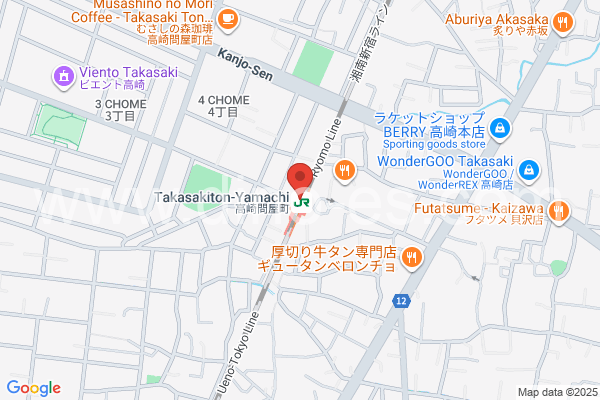高崎問屋町メンズエステの地図です。map of Takasaki-Tonyamachi station where spa and massage salons are located