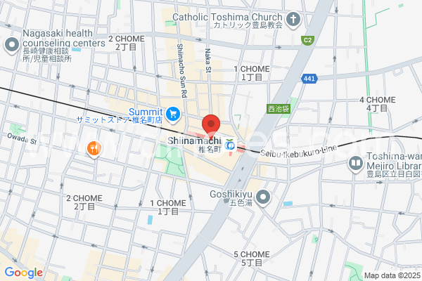 椎名町メンズエステの地図です。map of Shiinamachi station where spa and massage salons are located