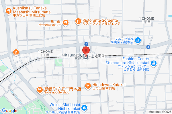 三俣メンズエステの地図です。map of Mitsumata station where spa and massage salons are located