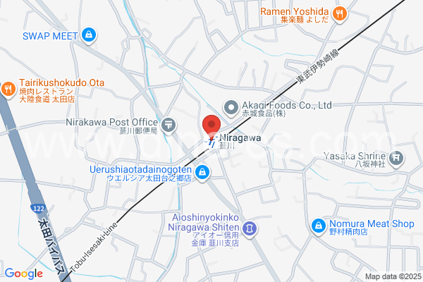 韮川メンズエステの地図です。map of Niragawa station where spa and massage salons are located