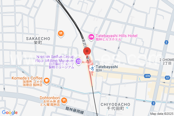 館林メンズエステの地図です。map of Tatebayashi station where spa and massage salons are located