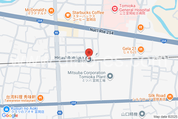 東富岡メンズエステの地図です。map of Higashi-Tomioka station where spa and massage salons are located