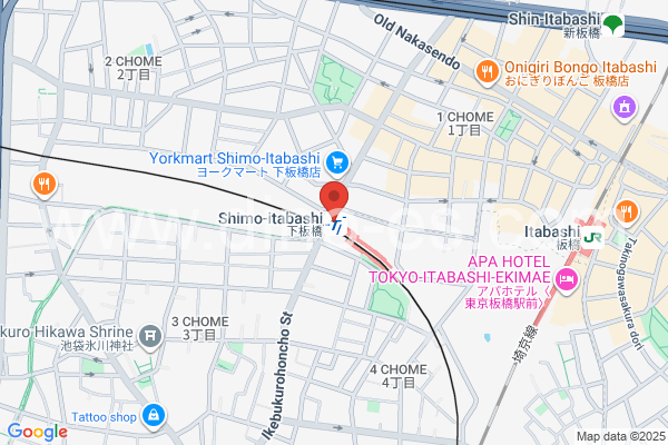 下板橋メンズエステの地図です。map of Shimo-Itabashi station where spa and massage salons are located
