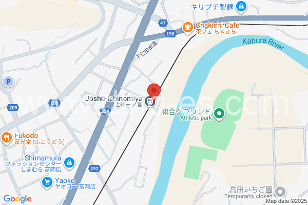 上州一ノ宮メンズエステの地図です。map of Jōshū-Ichinomiya station where spa and massage salons are located
