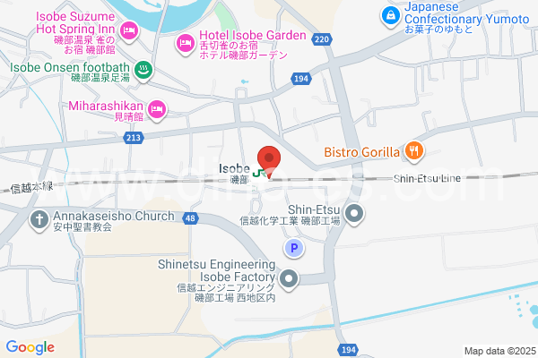 磯部(群馬)メンズエステの地図です。map of Isobe station where spa and massage salons are located