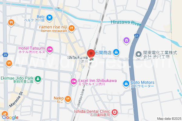 渋川メンズエステの地図です。map of Shibukawa station where spa and massage salons are located