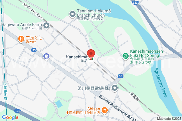 金島(群馬)メンズエステの地図です。map of Kanashima station where spa and massage salons are located
