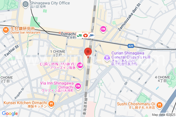 大井町メンズエステの地図です。map of Ooimachi station where spa and massage salons are located