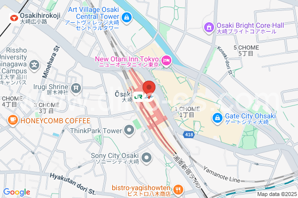 大崎メンズエステの地図です。map of Ōsaki station where spa and massage salons are located