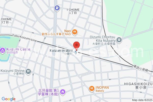 小泉町(群馬)メンズエステの地図です。map of Koizumimachi station where spa and massage salons are located
