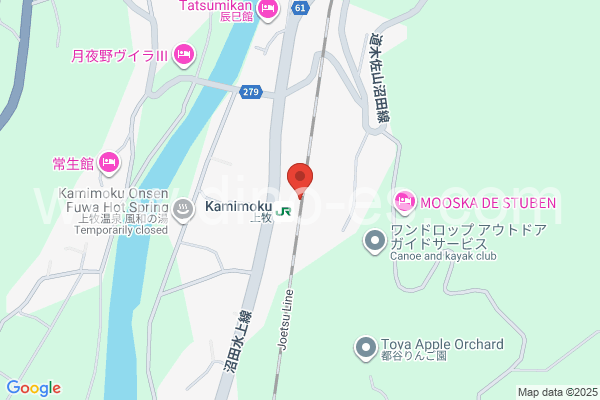 上牧(群馬)メンズエステの地図です。map of Kamimoku station where spa and massage salons are located