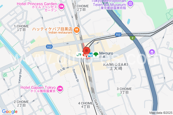 目黒メンズエステの地図です。map of Meguro station where spa and massage salons are located