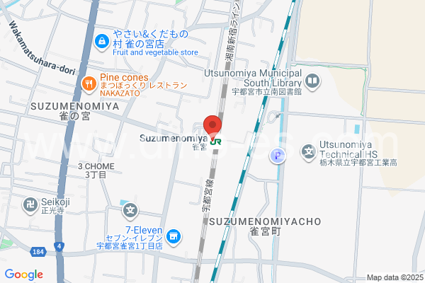 雀宮メンズエステの地図です。map of Suzumenomiya station where spa and massage salons are located