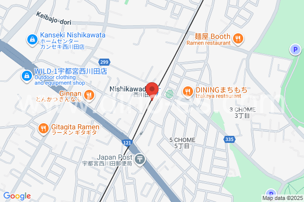 西川田メンズエステの地図です。map of Nishi-Kawada station where spa and massage salons are located