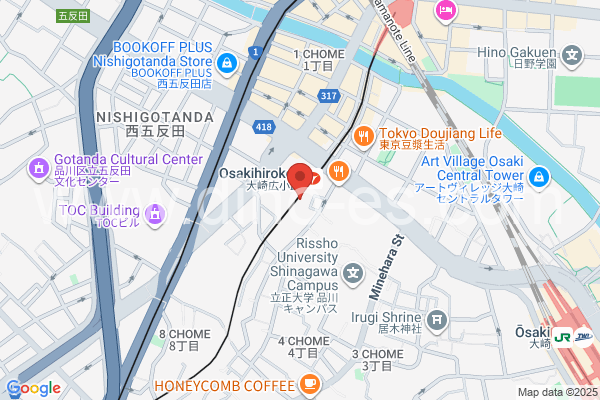 大崎広小路メンズエステの地図です。map of Ōsaki-Hirokōji station where spa and massage salons are located