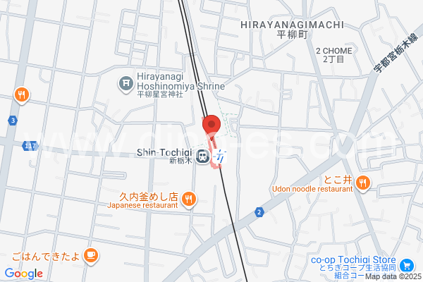 新栃木メンズエステの地図です。map of Shin-Tochigi station where spa and massage salons are located