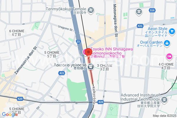 青物横丁メンズエステの地図です。map of Aomono-yokochō station where spa and massage salons are located