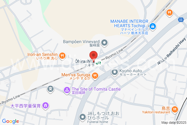 大平下メンズエステの地図です。map of Ōhirashita station where spa and massage salons are located