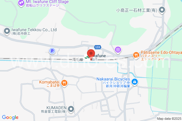 岩舟メンズエステの地図です。map of Iwafune station where spa and massage salons are located