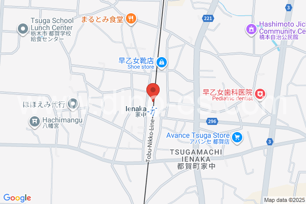 家中メンズエステの地図です。map of Ienaka station where spa and massage salons are located