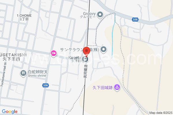 久下田メンズエステの地図です。map of Kugeta station where spa and massage salons are located