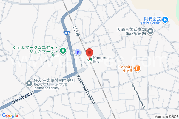 鹿沼メンズエステの地図です。map of Kanuma station where spa and massage salons are located
