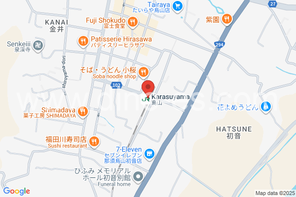 烏山メンズエステの地図です。map of Karasuyama station where spa and massage salons are located
