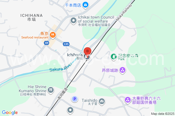市塙メンズエステの地図です。map of Ichihana station where spa and massage salons are located