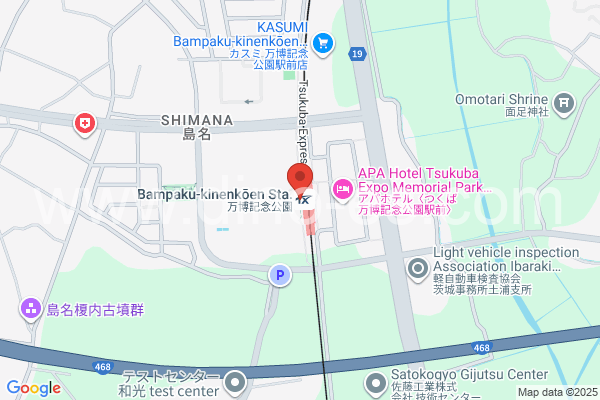万博記念公園(茨城)メンズエステの地図です。map of Bampaku-kinen-kōen station where spa and massage salons are located