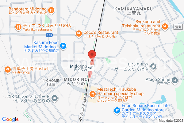 みどりのメンズエステの地図です。map of Midorino station where spa and massage salons are located