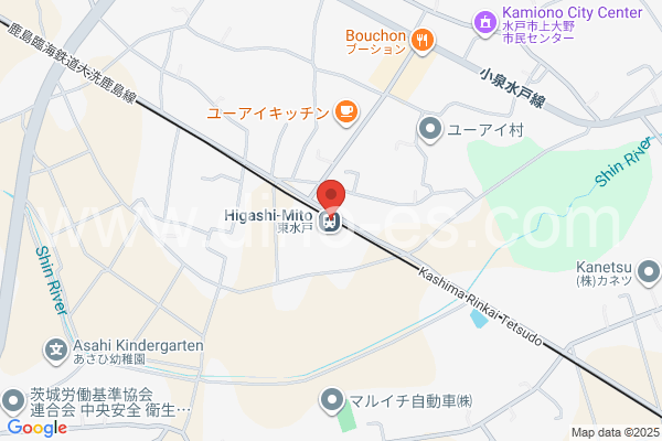 東水戸メンズエステの地図です。map of Higashi-Mito station where spa and massage salons are located