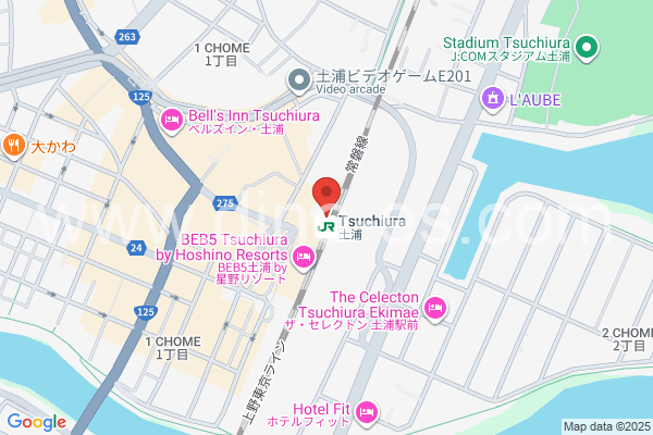 土浦メンズエステの地図です。map of Tsuchiura station where spa and massage salons are located