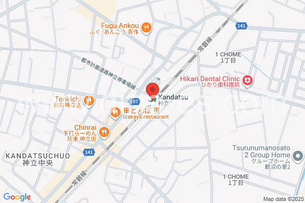 神立メンズエステの地図です。map of Kandatsu station where spa and massage salons are located