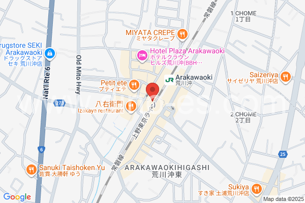 荒川沖メンズエステの地図です。map of Arakawaoki station where spa and massage salons are located