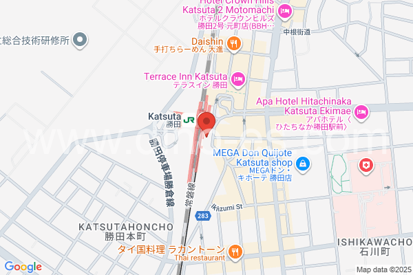 勝田メンズエステの地図です。map of Katsuta station where spa and massage salons are located