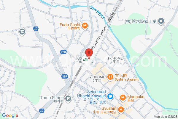 十王メンズエステの地図です。map of Jūō station where spa and massage salons are located