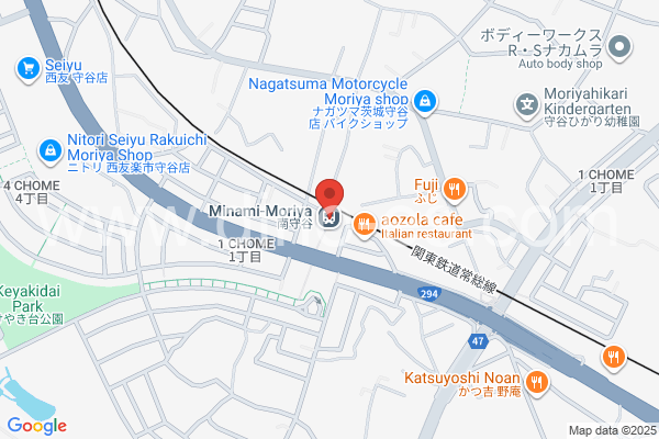 南守谷メンズエステの地図です。map of Minami-Moriya station where spa and massage salons are located