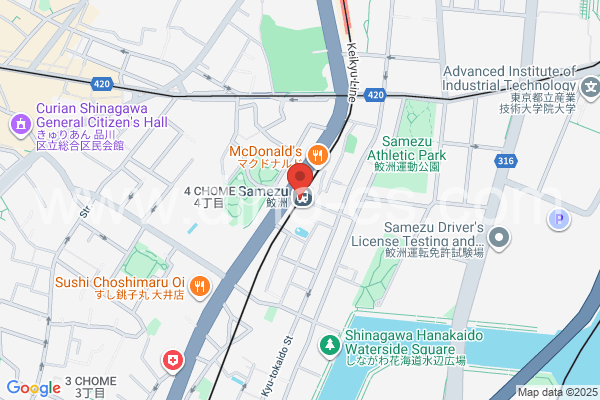 鮫洲メンズエステの地図です。map of Samezu station where spa and massage salons are located