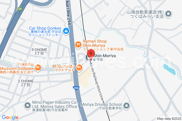新守谷メンズエステの地図です。map of Shin-Moriya station where spa and massage salons are located