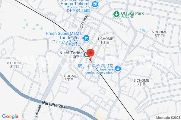 西取手メンズエステの地図です。map of Nishi-Toride station where spa and massage salons are located