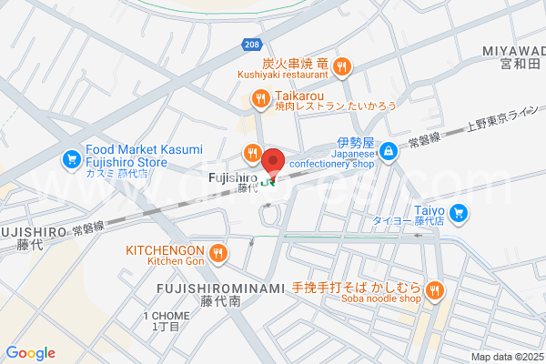 藤代メンズエステの地図です。map of Fujishiro station where spa and massage salons are located