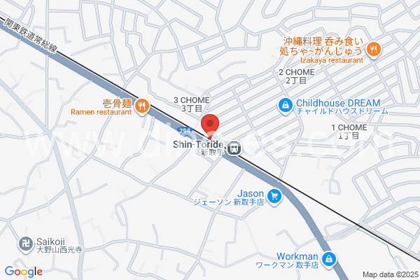 新取手メンズエステの地図です。map of Shin-Toride station where spa and massage salons are located