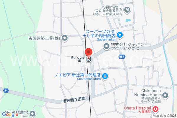黒子メンズエステの地図です。map of Kurogo station where spa and massage salons are located