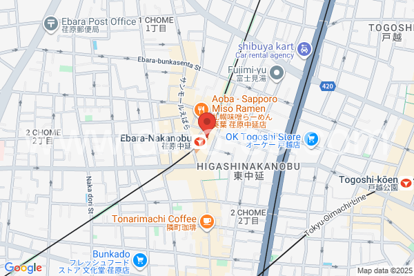 荏原中延メンズエステの地図です。map of Ebara-Nakanobu station where spa and massage salons are located