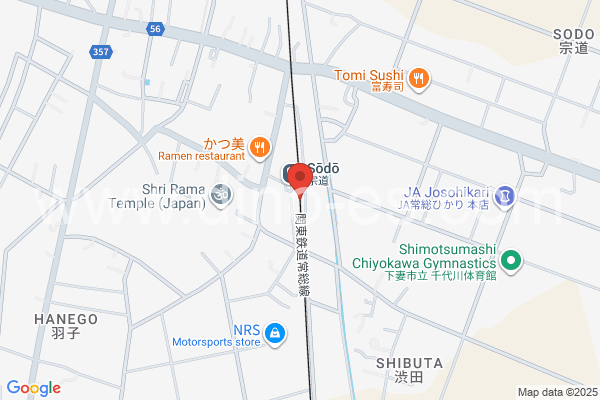 宗道メンズエステの地図です。map of Sōdō station where spa and massage salons are located