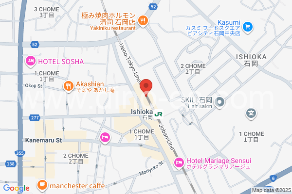 石岡メンズエステの地図です。map of Ishioka station where spa and massage salons are located