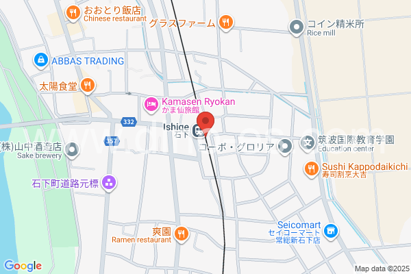 石下メンズエステの地図です。map of Ishige station where spa and massage salons are located