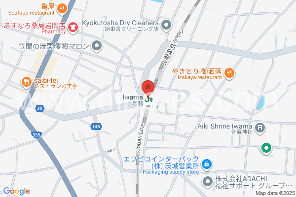 岩間メンズエステの地図です。map of Iwama station where spa and massage salons are located