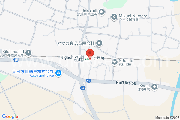 東結城メンズエステの地図です。map of Higashi-Yūki station where spa and massage salons are located